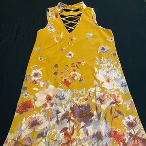 Mustard sleeveless flower dress